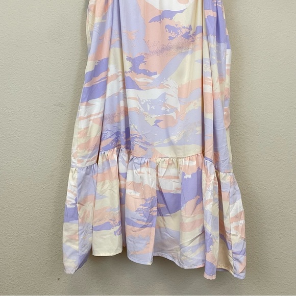 Entro‎ Pastels Squared Neck Sleeves Tiered Mini Dress Size Large - Picture 6 of 7